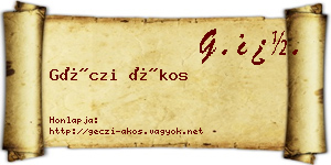 Géczi Ákos névjegykártya